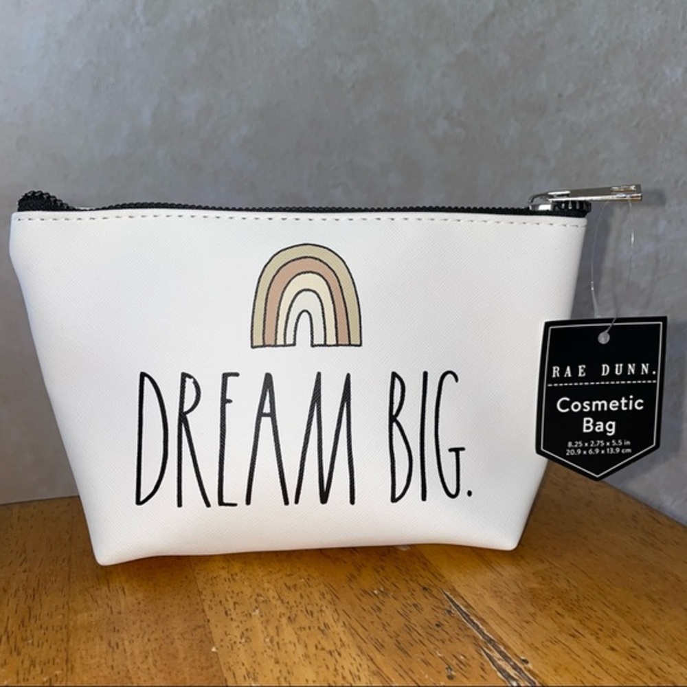 Rae Dunn DREAM BIG Neutral Colors Rainbow Cosmetic Bag Brand New!